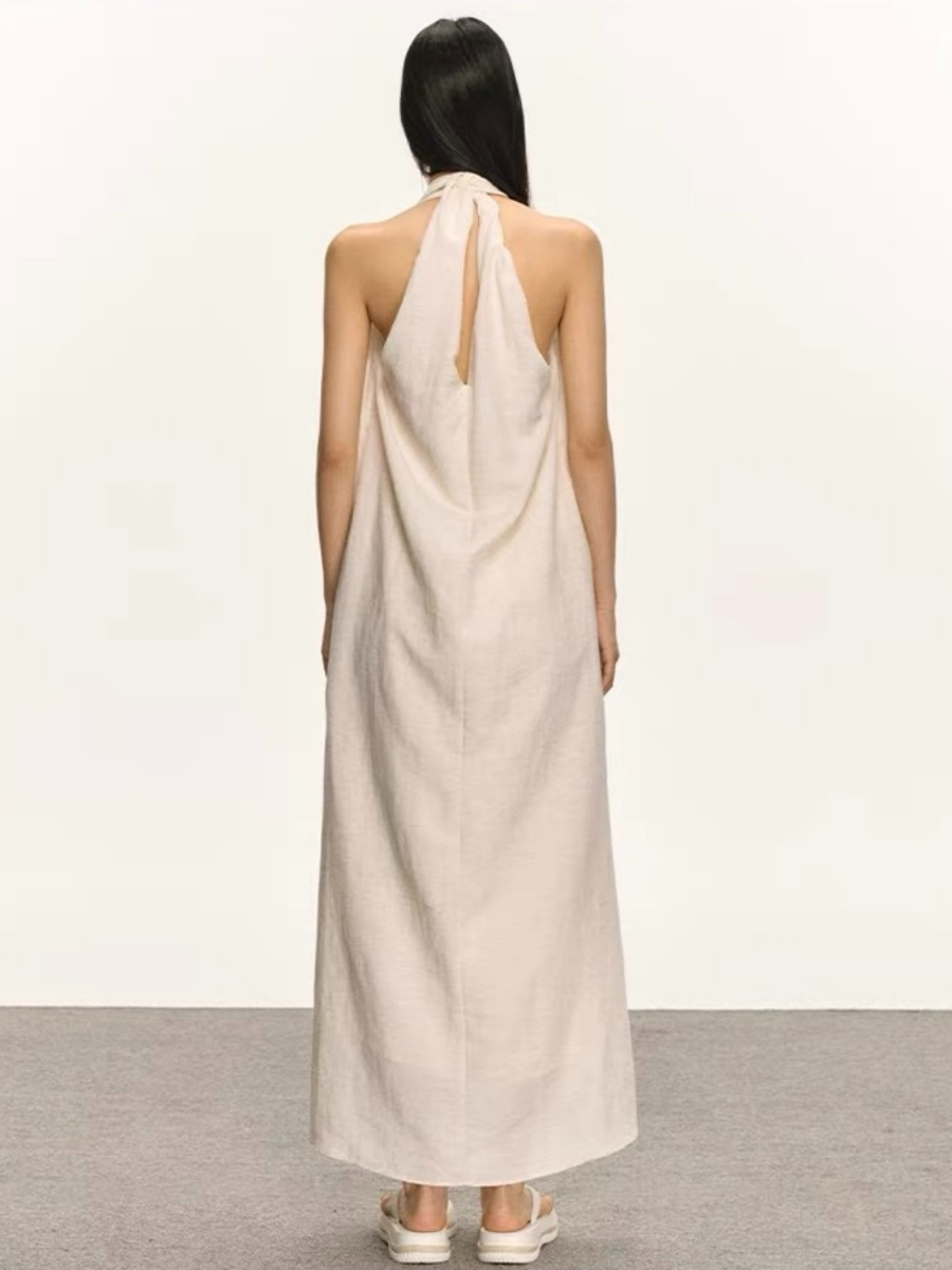 Odessa V-Collar Tencel Linen Maxi Dress