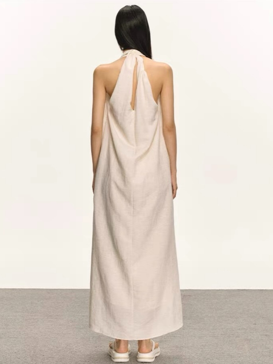 Odessa V-Collar Tencel Linen Maxi Dress