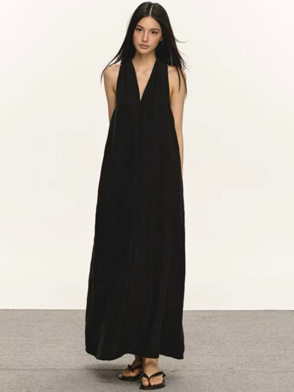 Odessa V-Collar Tencel Linen Maxi Dress