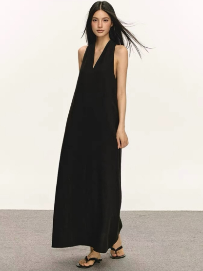 Odessa V-Collar Tencel Linen Maxi Dress