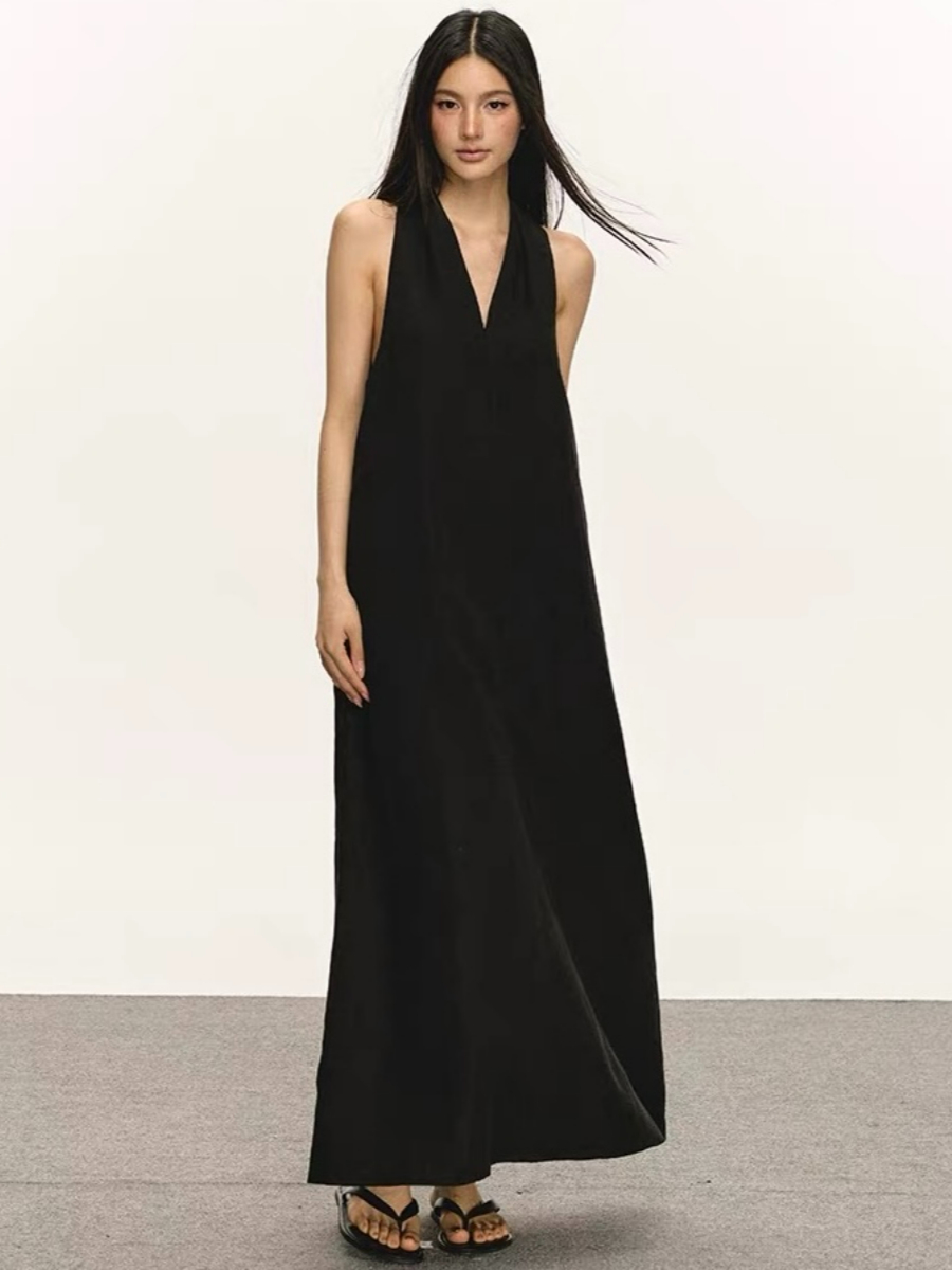 Odessa V-Collar Tencel Linen Maxi Dress