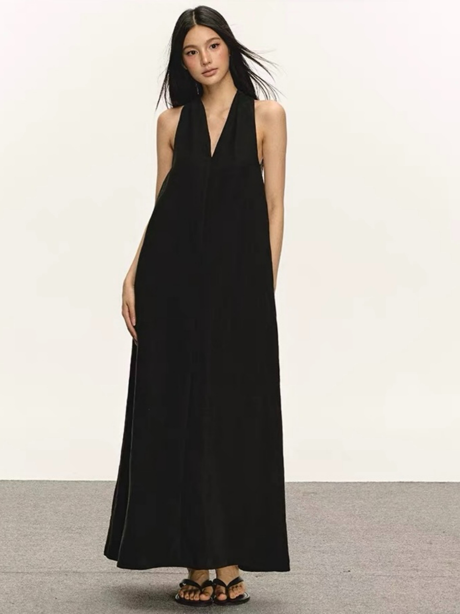 Odessa V-Collar Tencel Linen Maxi Dress