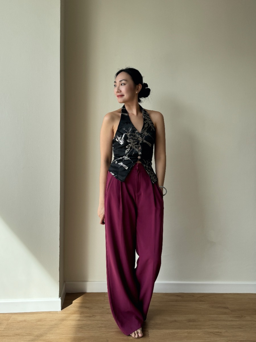 Shuang Mei Halter Neck Oriental Top