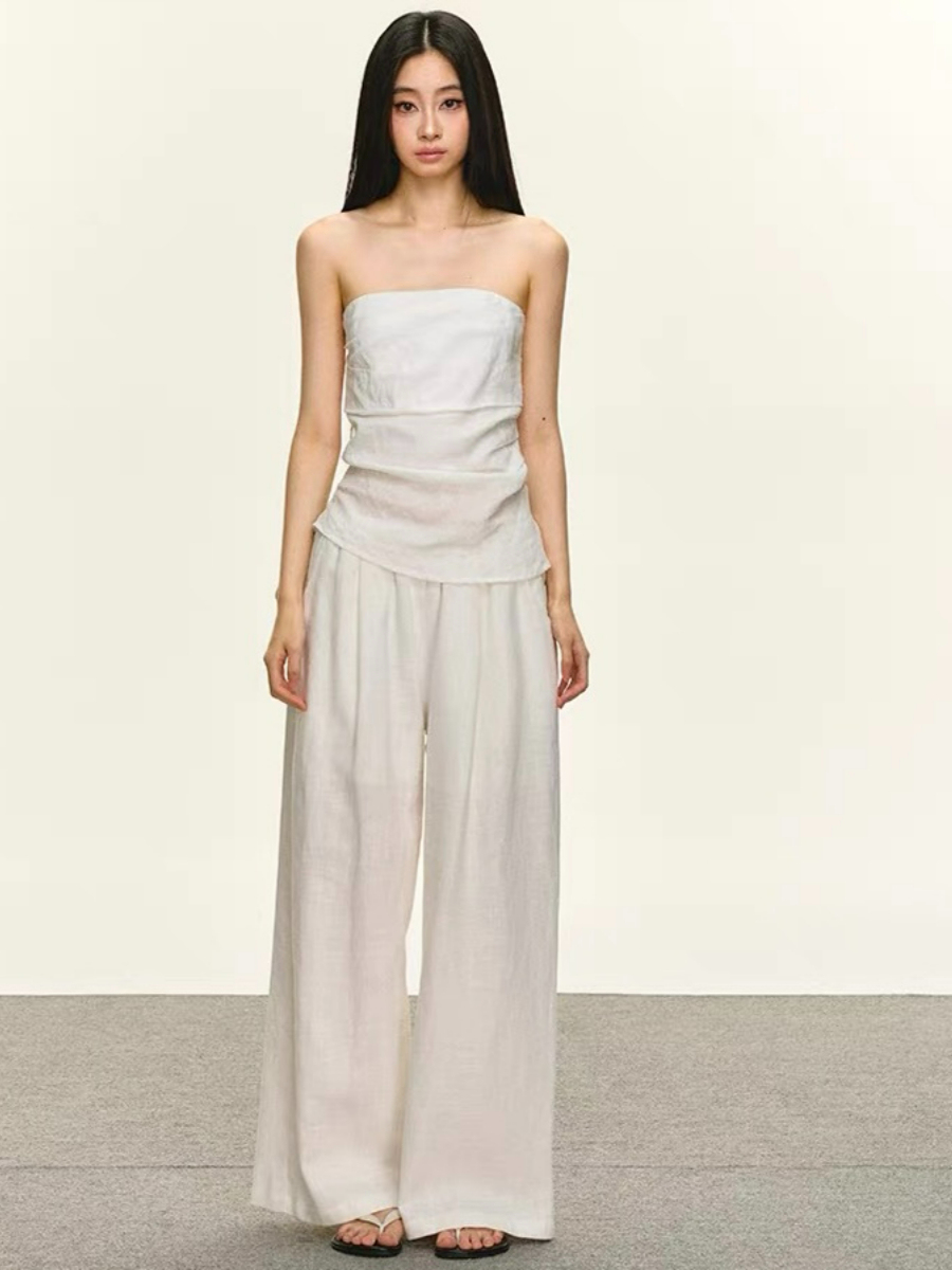 Destinee Linen Tube Top & Ramie Pants Set