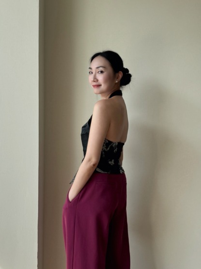 Shuang Mei Halter Neck Oriental Top