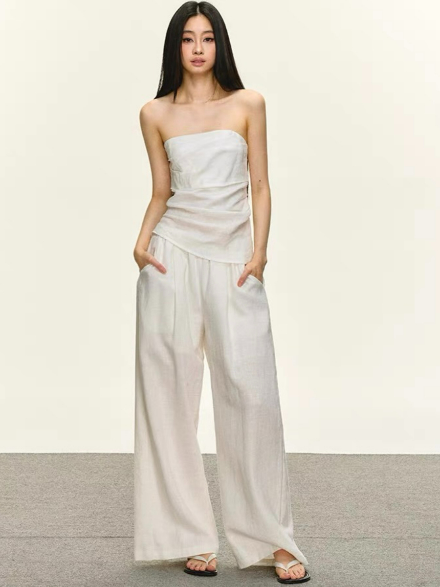 Destinee Linen Tube Top & Ramie Pants Set