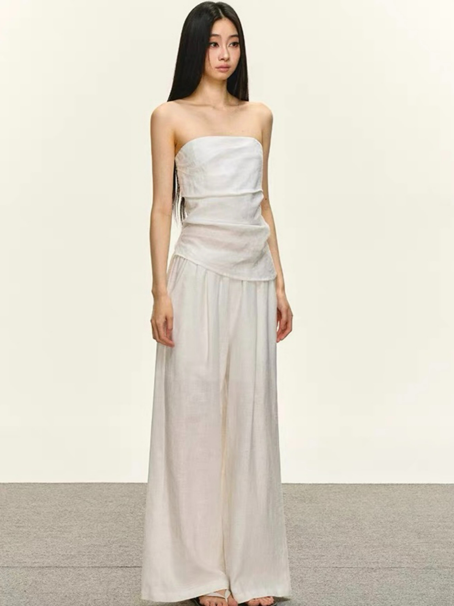 Destinee Linen Tube Top & Ramie Pants Set