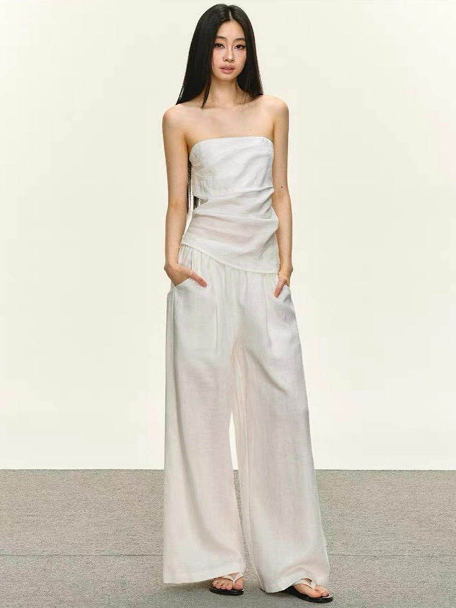 Destinee Linen Tube Top & Ramie Pants Set
