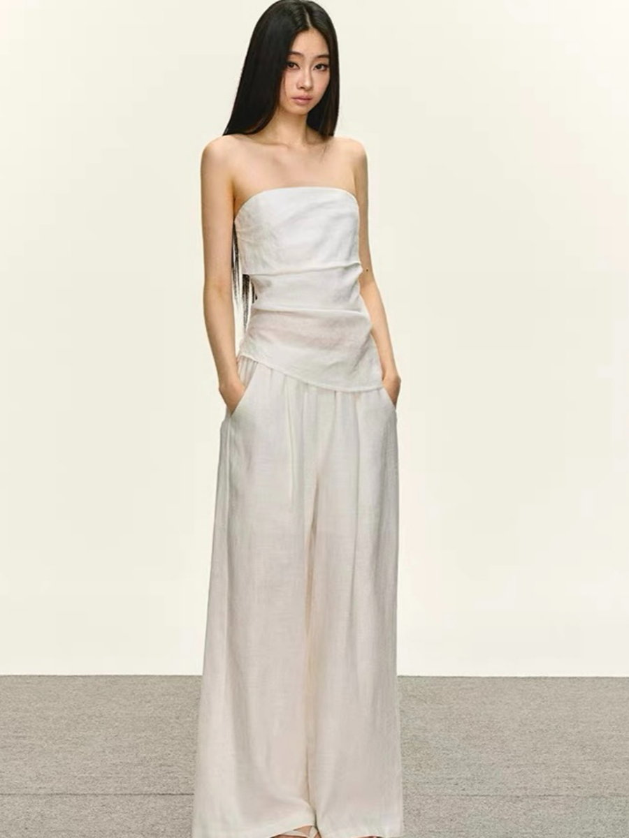 Destinee Linen Tube Top & Ramie Pants Set