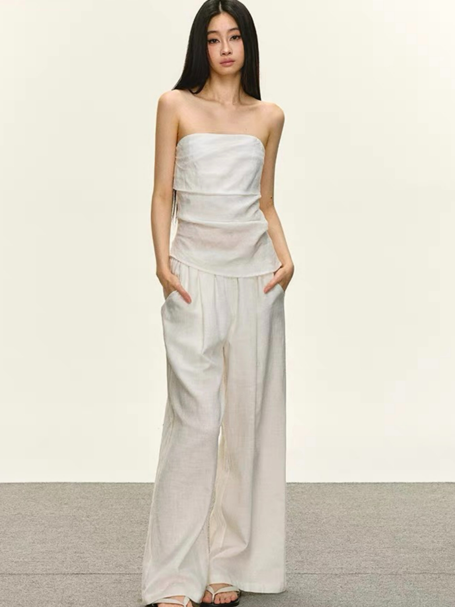 Destinee Linen Tube Top & Ramie Pants Set