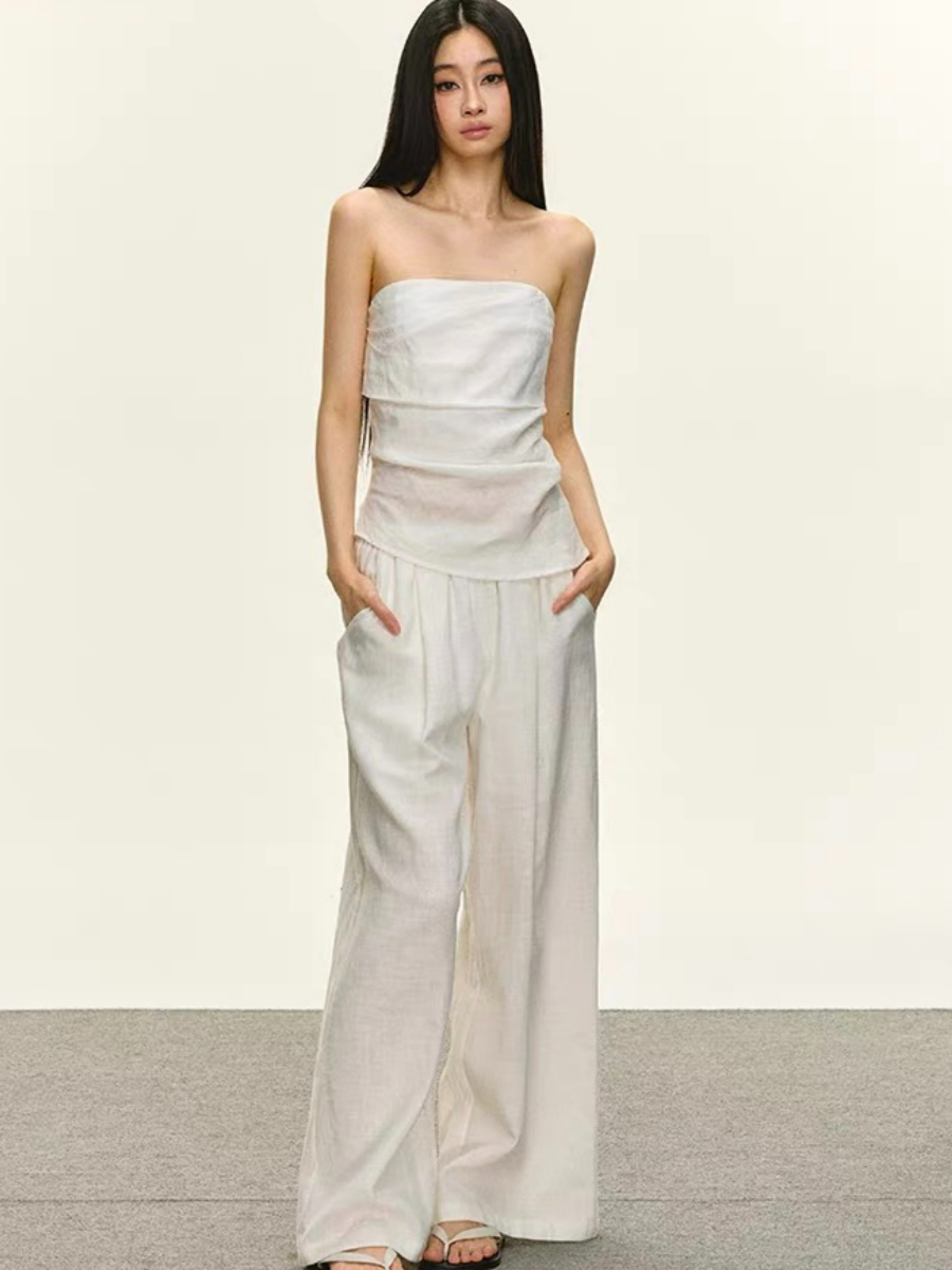 Destinee Linen Tube Top & Ramie Pants Set