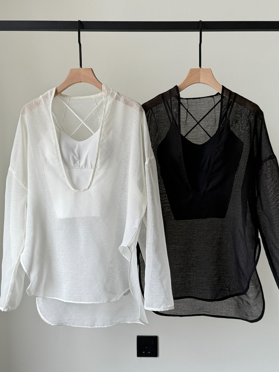 Viori Sheer Linen Top-The Black Bow-