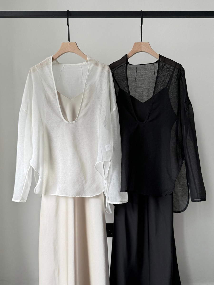 Viori Sheer Linen Top-The Black Bow-