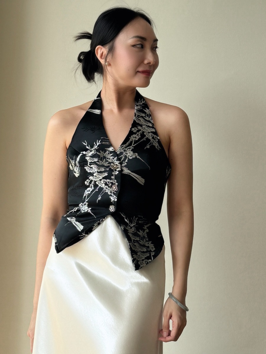 Shuang Mei Halter Neck Oriental Top