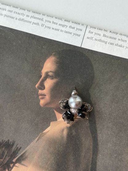 Young-Mi Midnight Pearl Blossoms Ear Studs