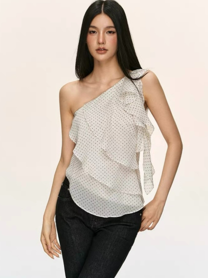 Oli Polka Dots One Shoulder Ruffle Top
