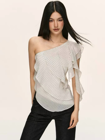 Oli Polka Dots One Shoulder Ruffle Top