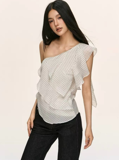 Oli Polka Dots One Shoulder Ruffle Top