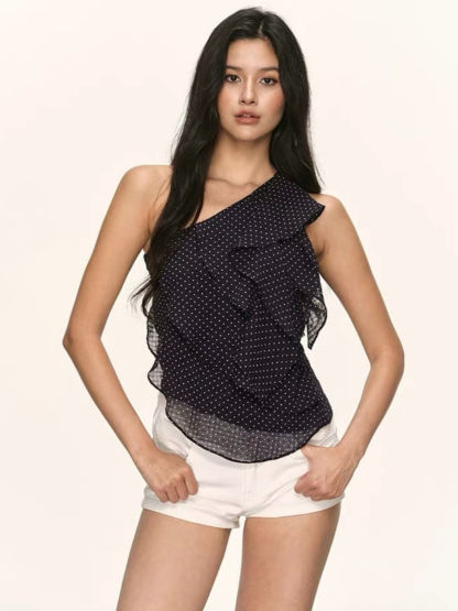 Oli Polka Dots One Shoulder Ruffle Top