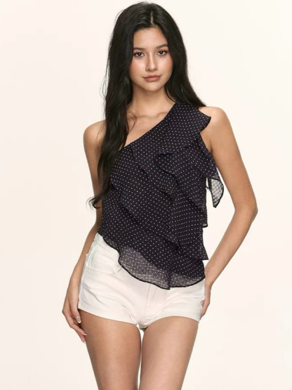 Oli Polka Dots One Shoulder Ruffle Top