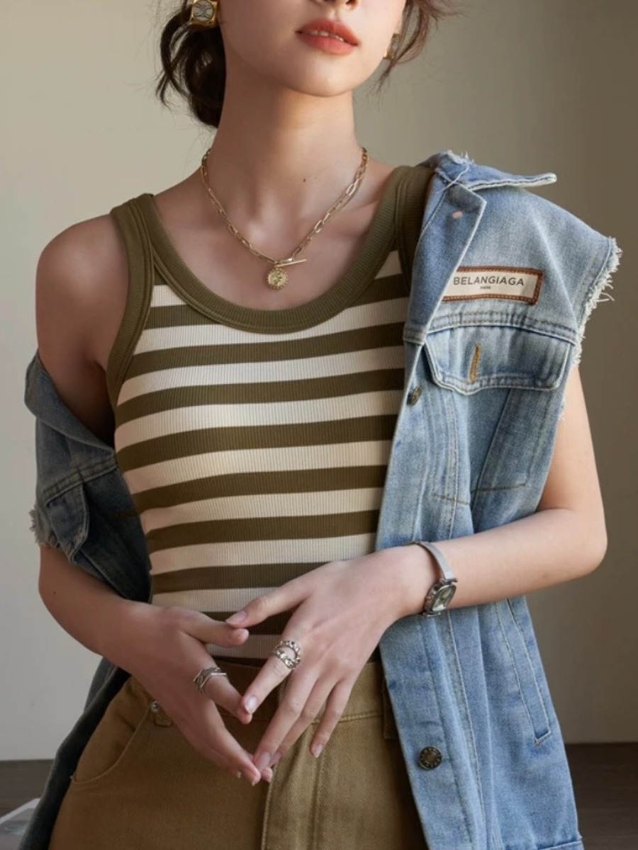 Queenie Stripe Padded Knit Top