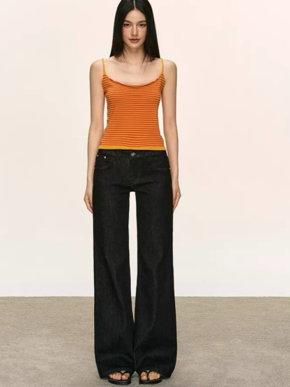 Orange Relax Stripe Knit Top
