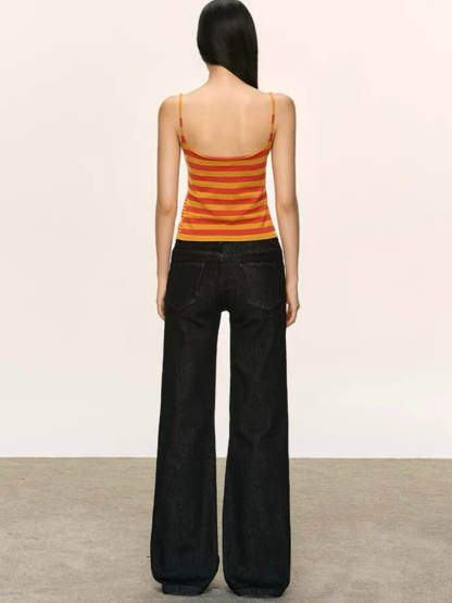 Orange Relax Stripe Knit Top