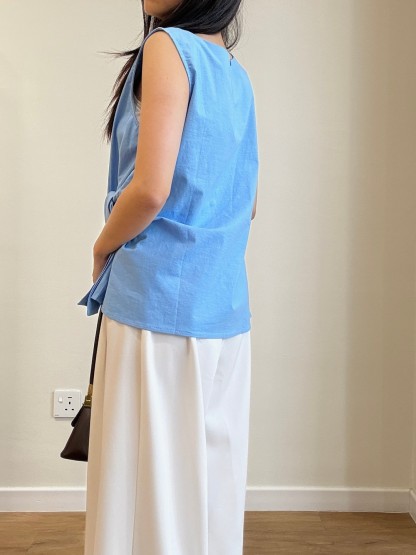 【Relaxed Chic】Twist Tie Top + Wide Leg Pants (Order Separately)