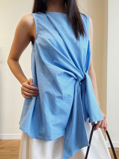 【Relaxed Chic】Twist Tie Top + Wide Leg Pants (Order Separately)
