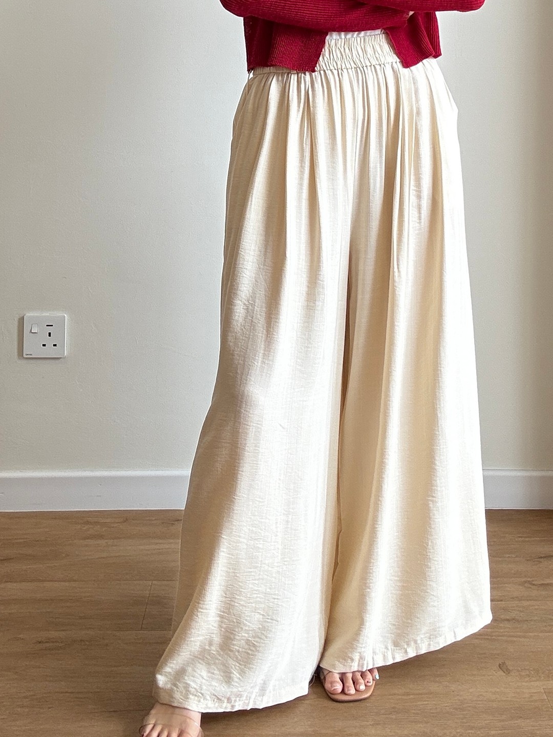 Gideon Crinkle-Texture Flowy Wide Leg Pants