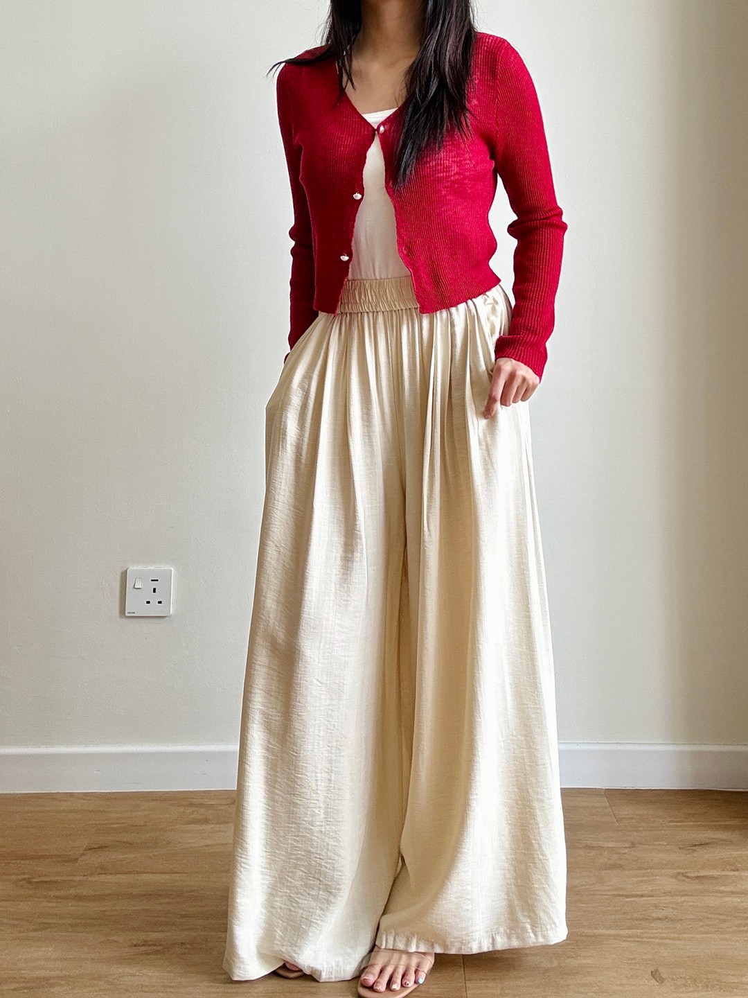 Gideon Crinkle-Texture Flowy Wide Leg Pants