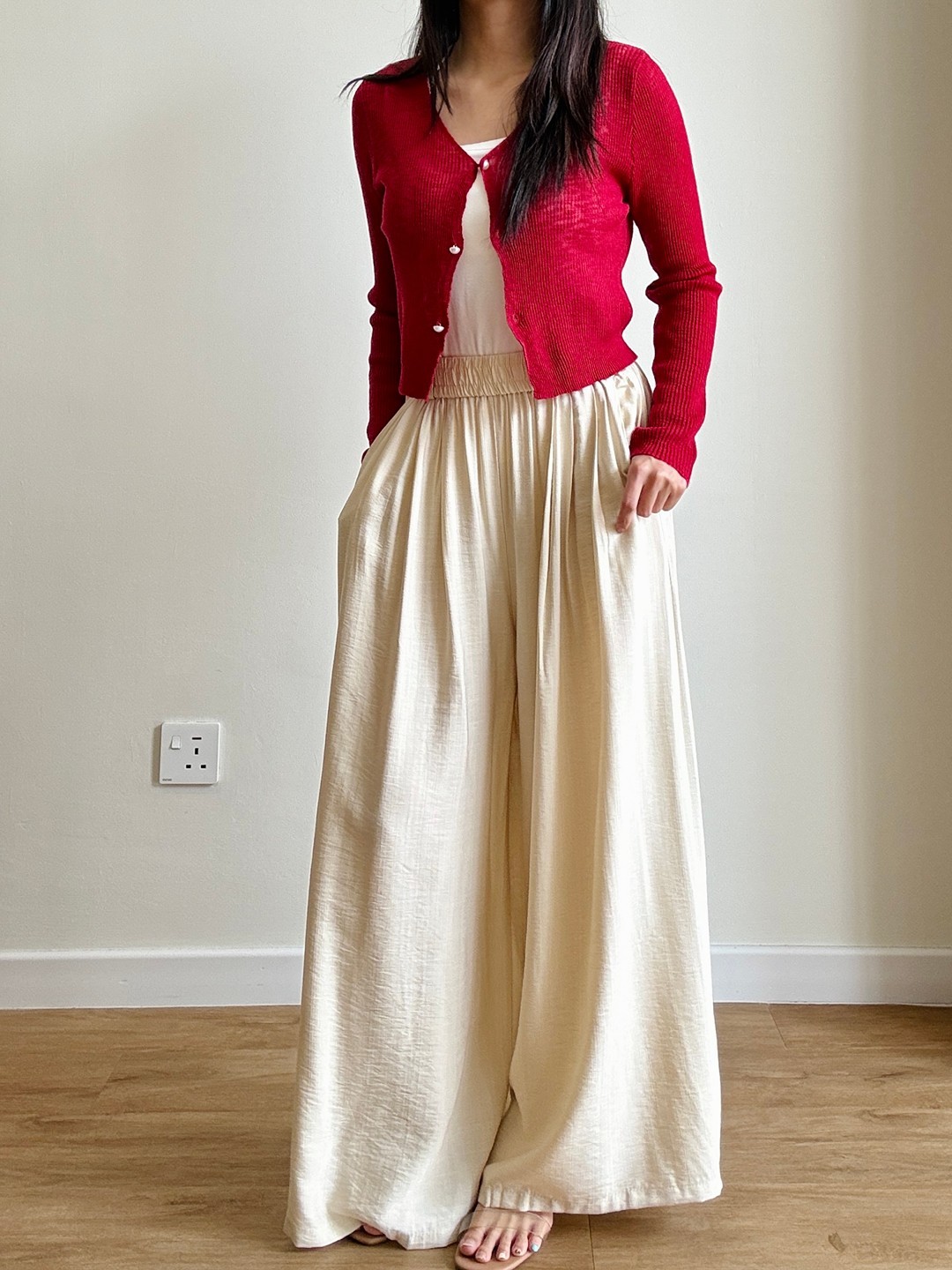 Gideon Crinkle-Texture Flowy Wide Leg Pants