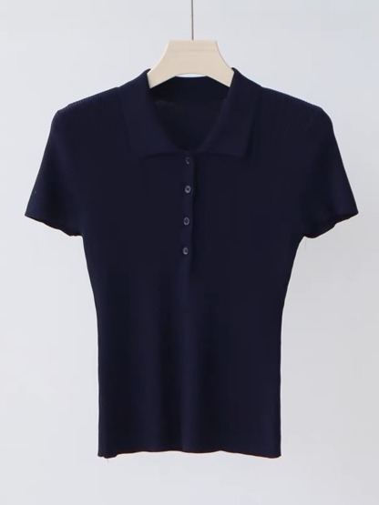 Noah Buttoned Collar Rib Knit Top