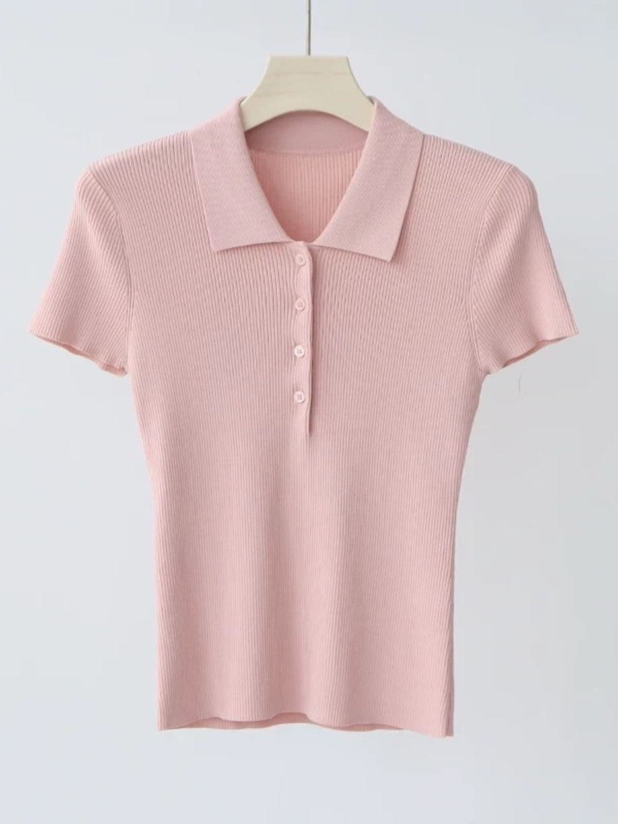 Noah Buttoned Collar Rib Knit Top