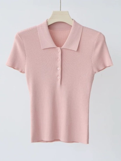 Noah Buttoned Collar Rib Knit Top