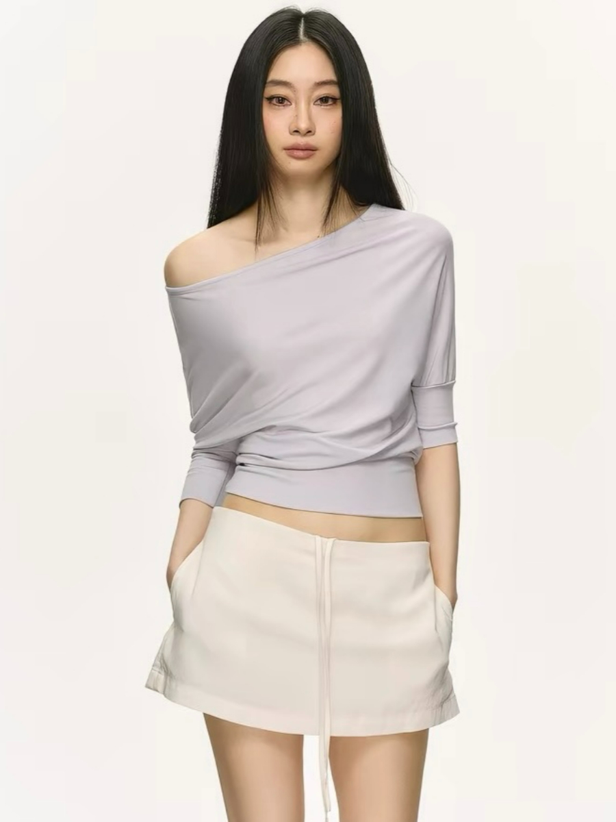 Ohana Bat Sleeve One Shoulder Top