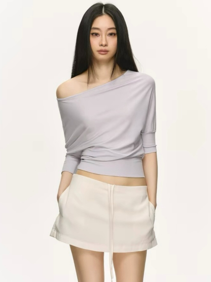 Ohana Bat Sleeve One Shoulder Top