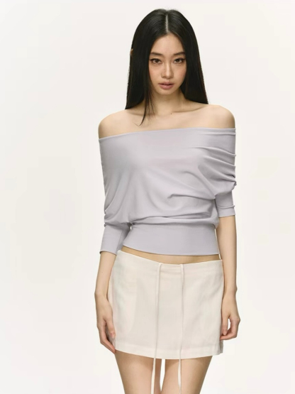 Ohana Bat Sleeve One Shoulder Top