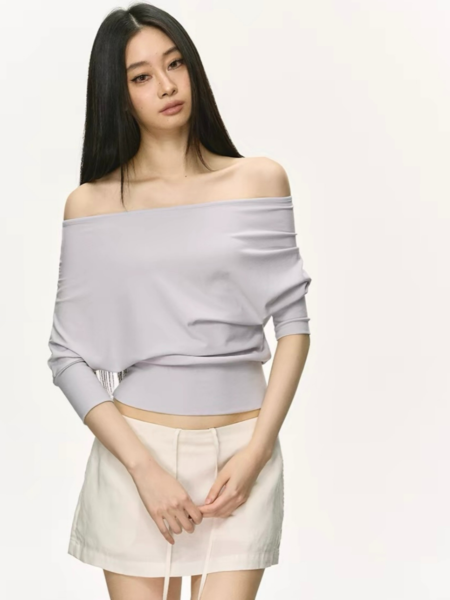 Ohana Bat Sleeve One Shoulder Top