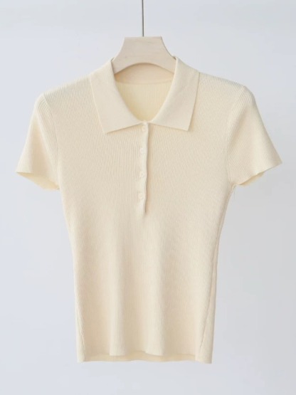 Noah Buttoned Collar Rib Knit Top