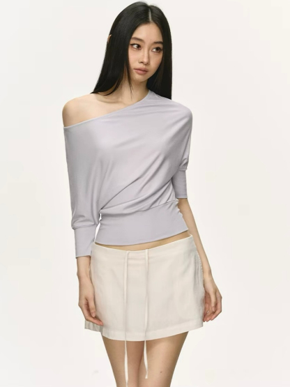 Ohana Bat Sleeve One Shoulder Top