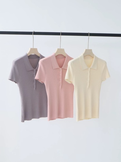 Noah Buttoned Collar Rib Knit Top