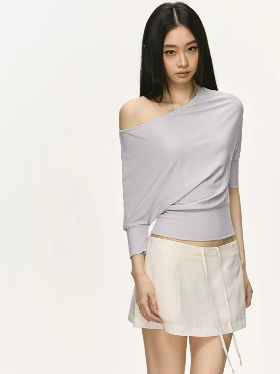 Ohana Bat Sleeve One Shoulder Top