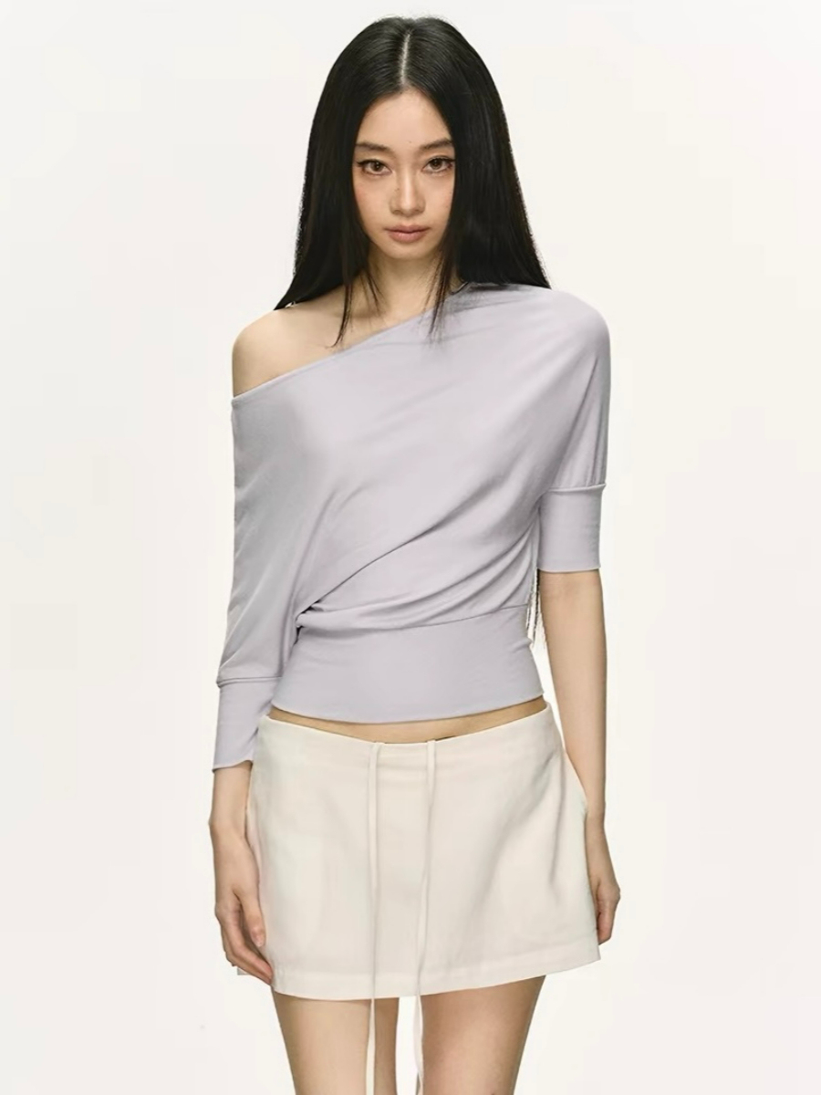 Ohana Bat Sleeve One Shoulder Top