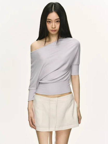 Ohana Bat Sleeve One Shoulder Top