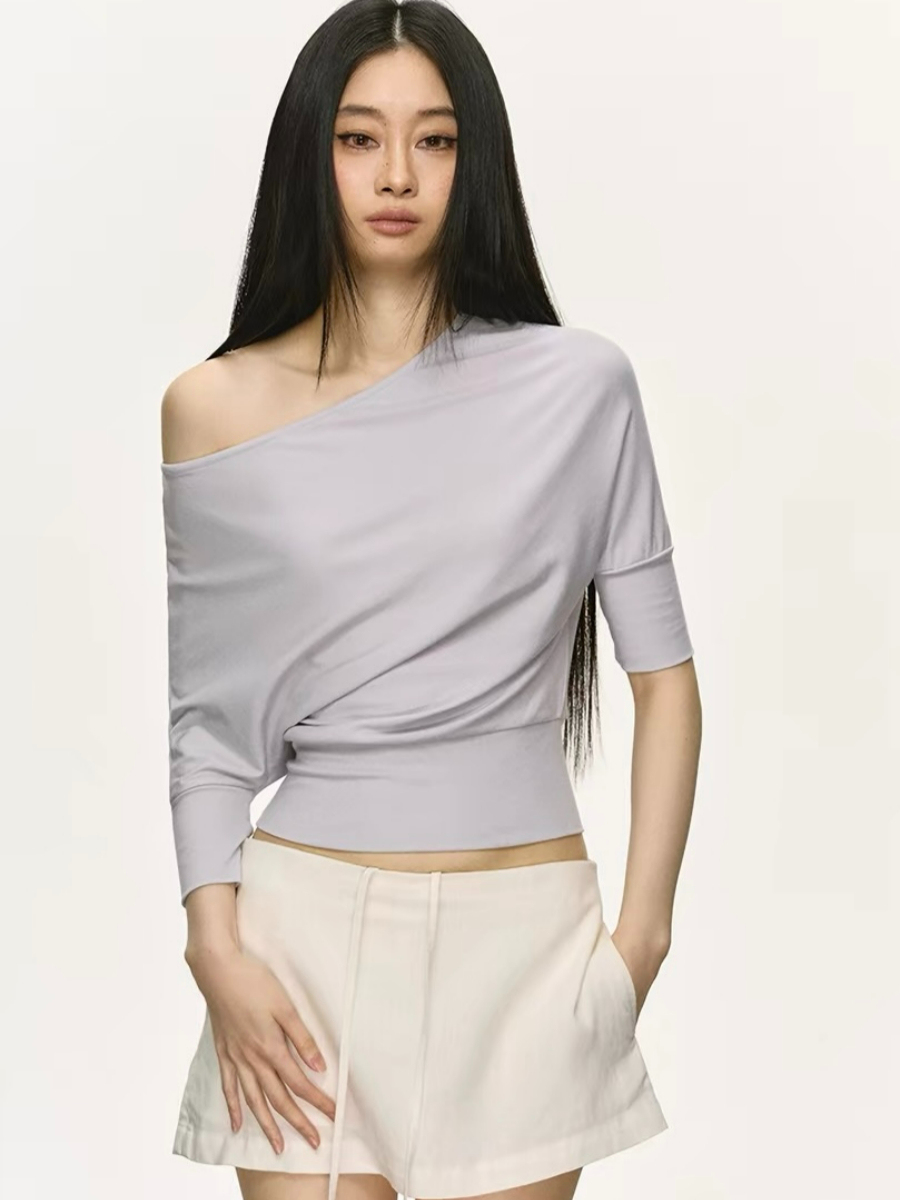 Ohana Bat Sleeve One Shoulder Top