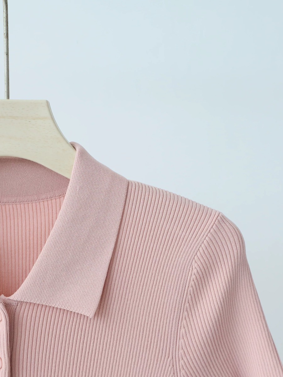 Noah Buttoned Collar Rib Knit Top