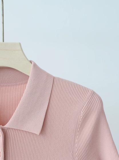 Noah Buttoned Collar Rib Knit Top