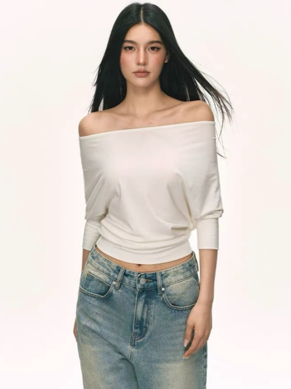 Ohana Bat Sleeve One Shoulder Top