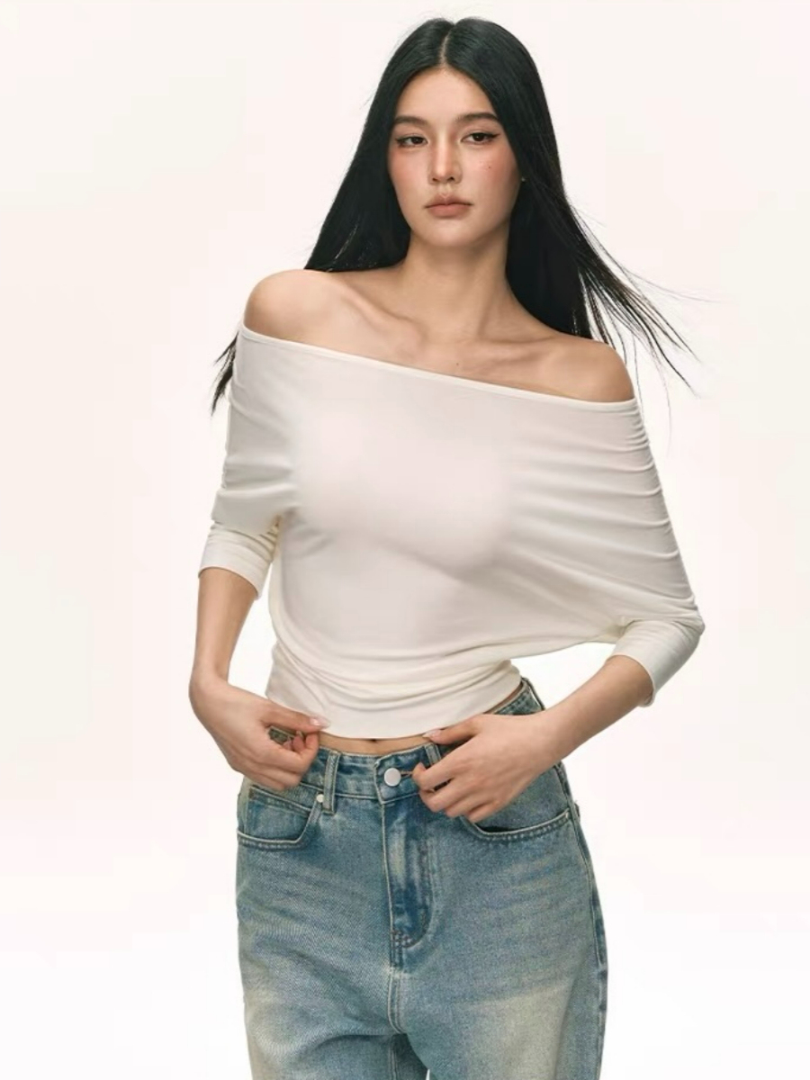 Ohana Bat Sleeve One Shoulder Top